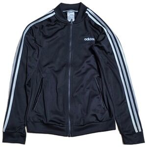 Adidas Track Jacket Women's‎ Size S Black White 3 Stripe Full Zip Bomber